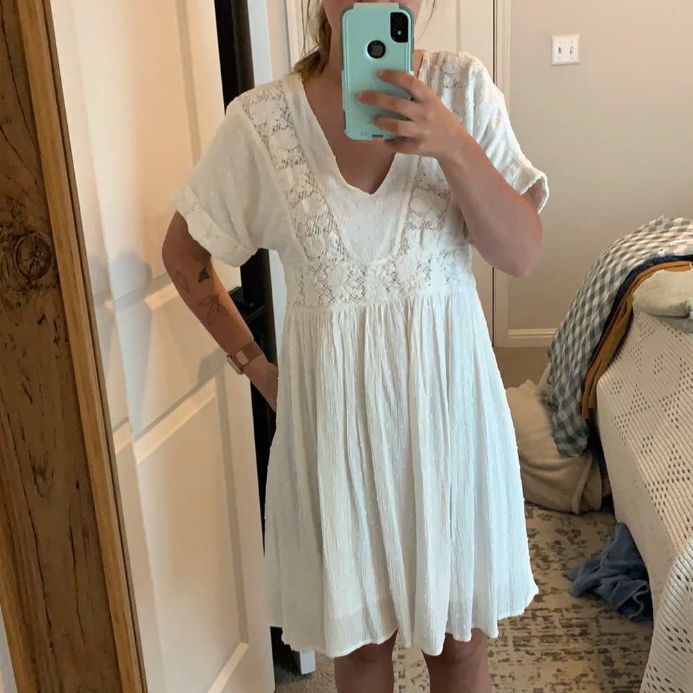 Worn once, white detailed dress from Altrd State.